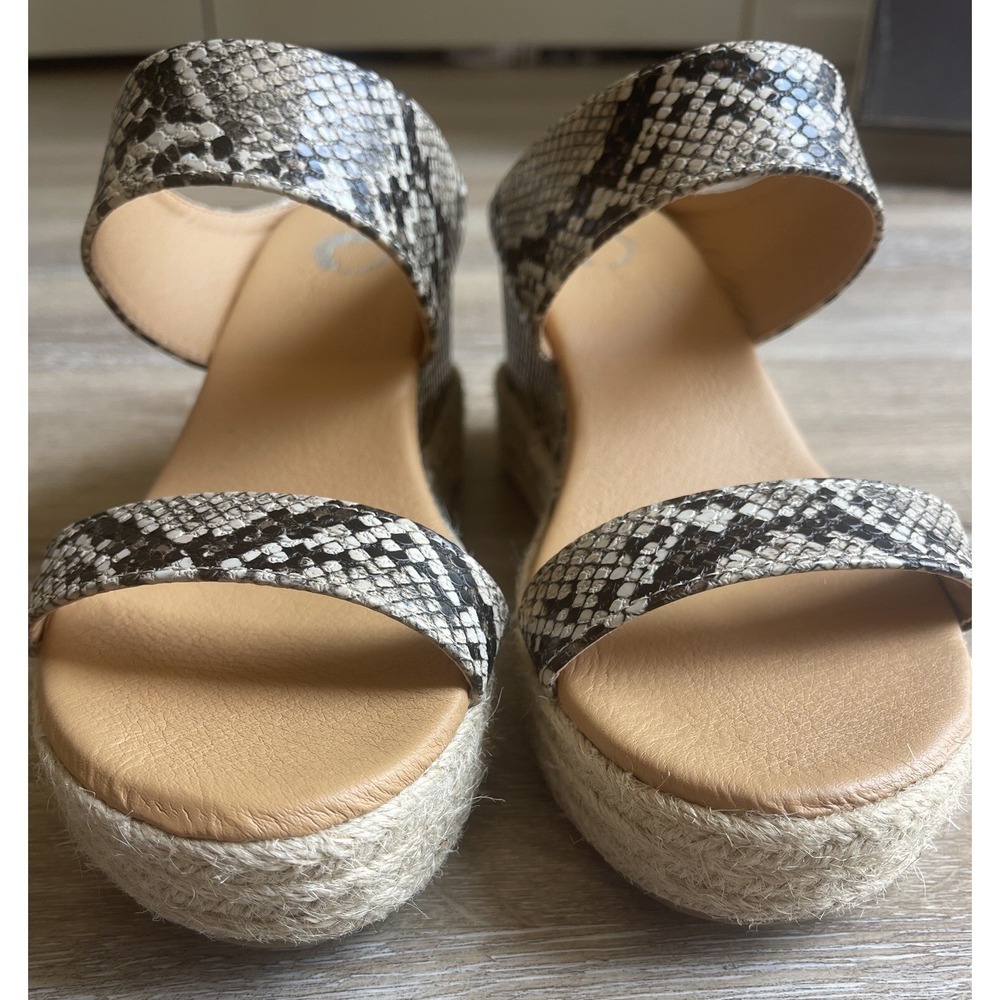 Journee Collection Sandals Womens 7.5 Brown White Alissa Snake Skin Espadrilles - Picture 4 of 8